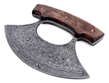 Load image into Gallery viewer, Damascus Steel Custom Inupiat Ulu Knife - Walnut Handle
