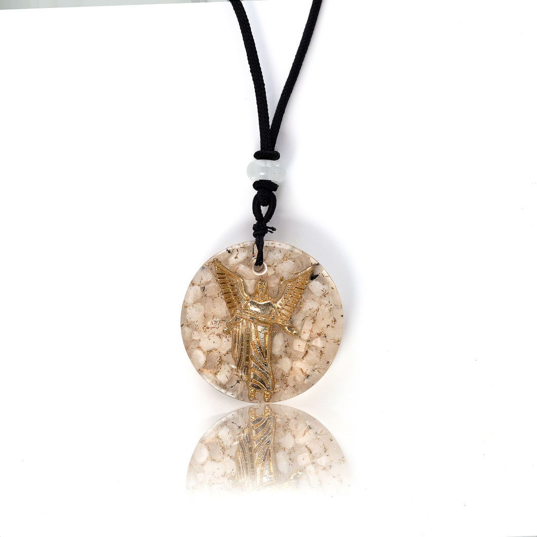 Ezina Designs Meditation Rainbow Moonstone Raphael Orgonite Pendant Necklace with Adjustable Cord