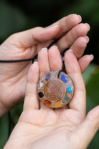 Yin-Yang Orgonite Mixed Chakra Pendant