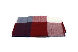 Wool Cashmere Luxury Plaid Scarf (Red)