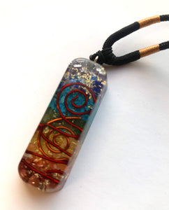 Rainbow Orgonite Mixed Chakra Healing Rod Pendant