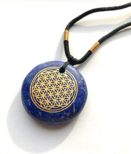 Lapis Lazuli Flower of Life Amulet - Ezina Designs Meditation Collection