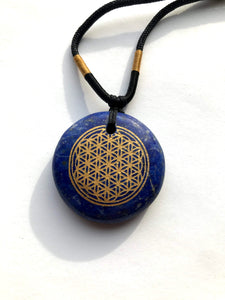 Lapis Lazuli Flower of Life Amulet - Ezina Designs Meditation Collection