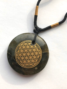 Labradorite Flower of Life Amulet - Ezina Designs Meditation Collection
