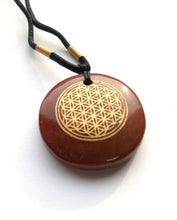 Load image into Gallery viewer, Red Jasper Flower of Life Amulet - Ezina Designs Meditation Collection
