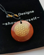 Load image into Gallery viewer, Red Jasper Flower of Life Amulet - Ezina Designs Meditation Collection
