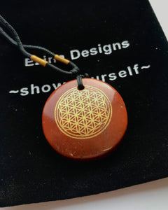 Red Jasper Flower of Life Amulet - Ezina Designs Meditation Collection