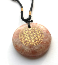 Load image into Gallery viewer, Sunstone Flower of Life Amulet - Ezina Designs Meditation Collection
