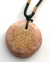 Load image into Gallery viewer, Sunstone Flower of Life Amulet - Ezina Designs Meditation Collection
