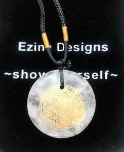 Crystal Quartz Flower of Life Amulet - Ezina Designs Meditation Collection