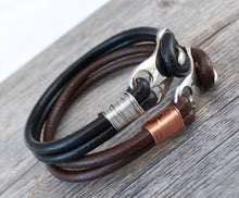 Load image into Gallery viewer, Rugged Vintage Leather Bracelet with Silver Wire Wrap
