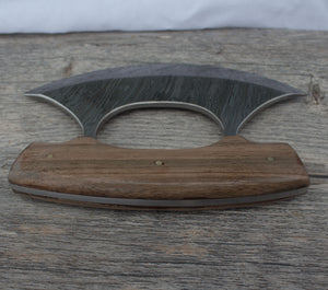 Damascus Steel Custom Inupiat Ulu Knife - Walnut Handle
