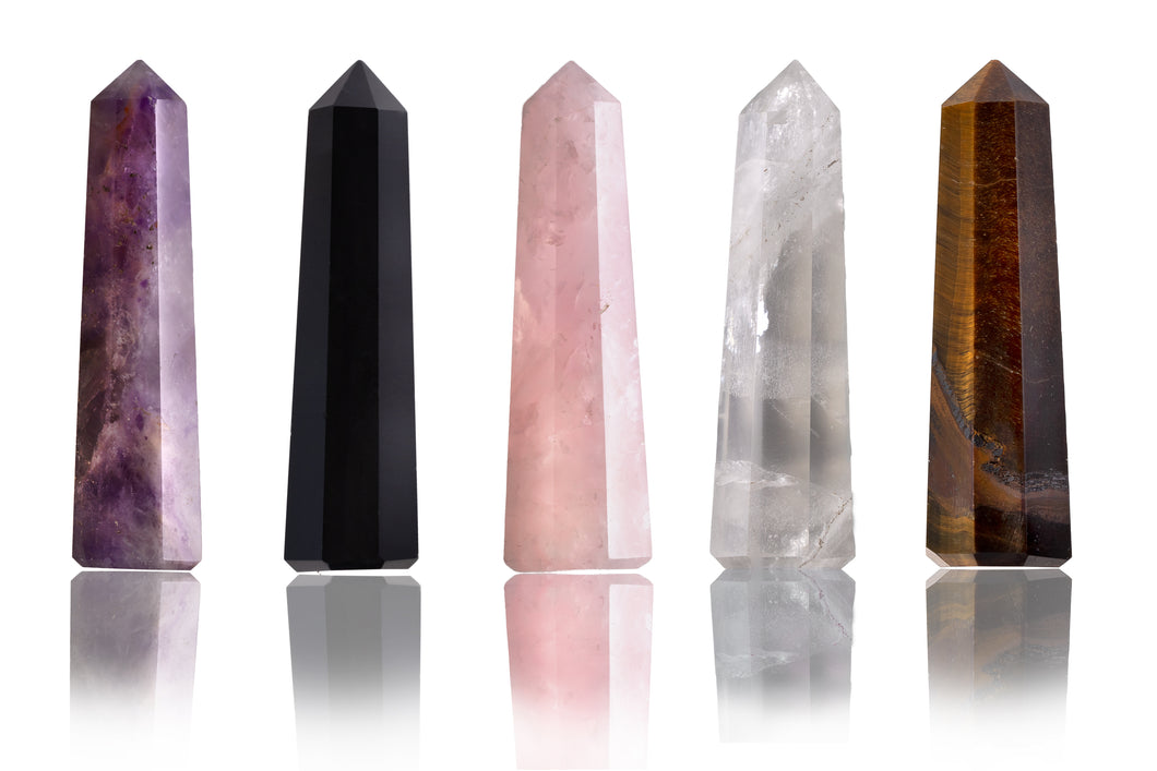 Ezina Meditation Collection Set of 5 Five Crystal Wands Sticks for Meditation, Relaxation and Health Benefits