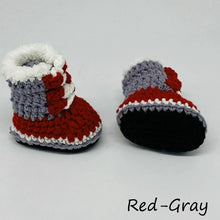 Load image into Gallery viewer, Baby Hand Knit Booties Baby Sorel Joan of Arctic- Red-Gray
