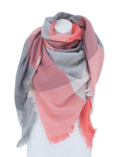 Load image into Gallery viewer, Wool Cashmere Luxury Plaid Scarf (Salmon)
